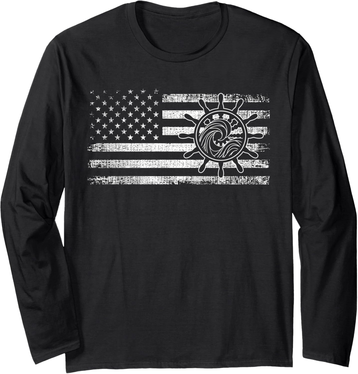 Boat American Flag Captain Fishing Boating Long Sleeve