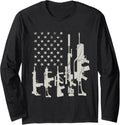 American Flag Machine Guns Women Mens Gun Flag Long Sleeve