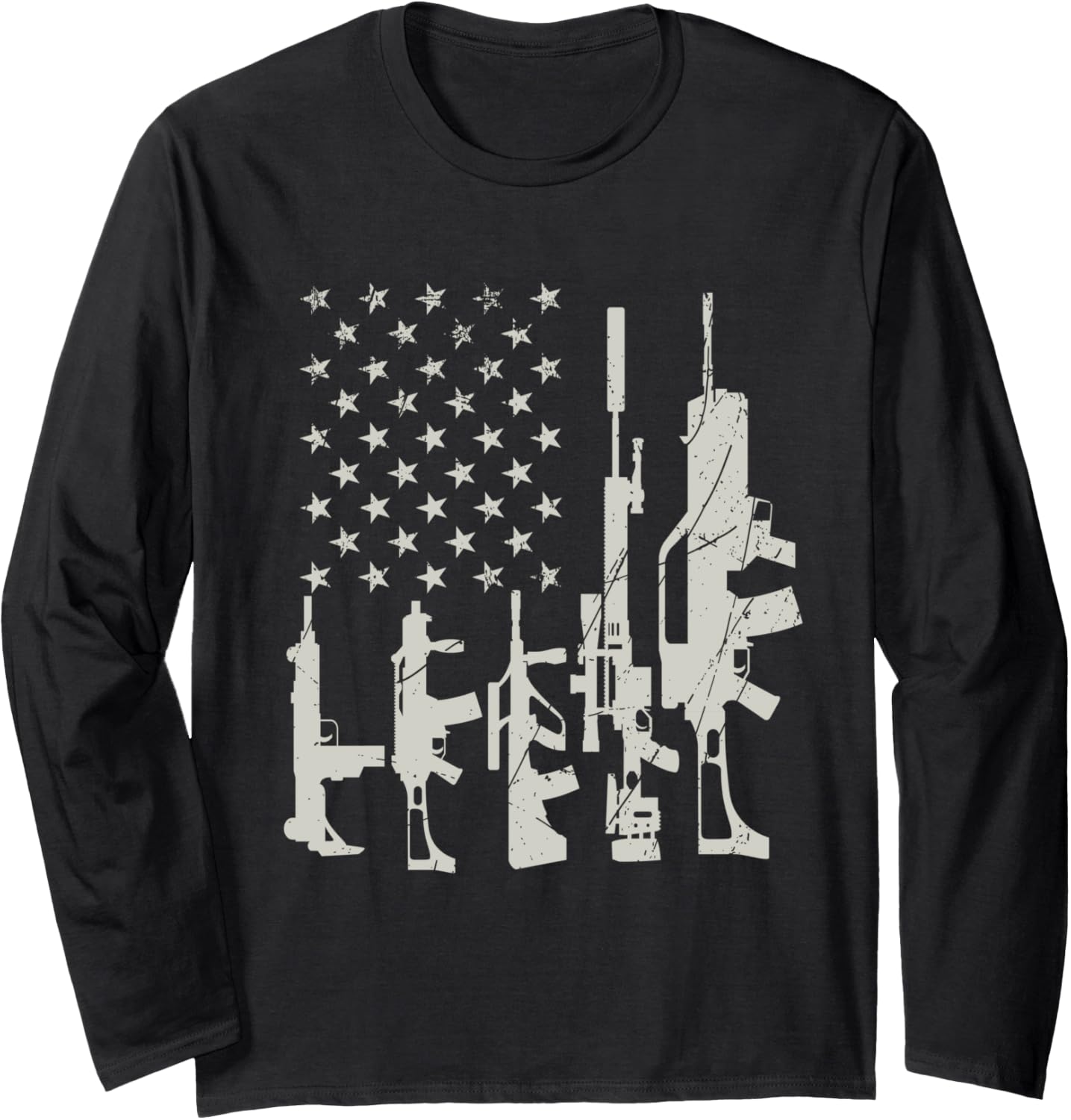 American Flag Machine Guns Women Mens Gun Flag Long Sleeve