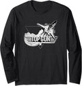 Top Gun Distressed Illustration With Logo Action Movie Long Sleeve