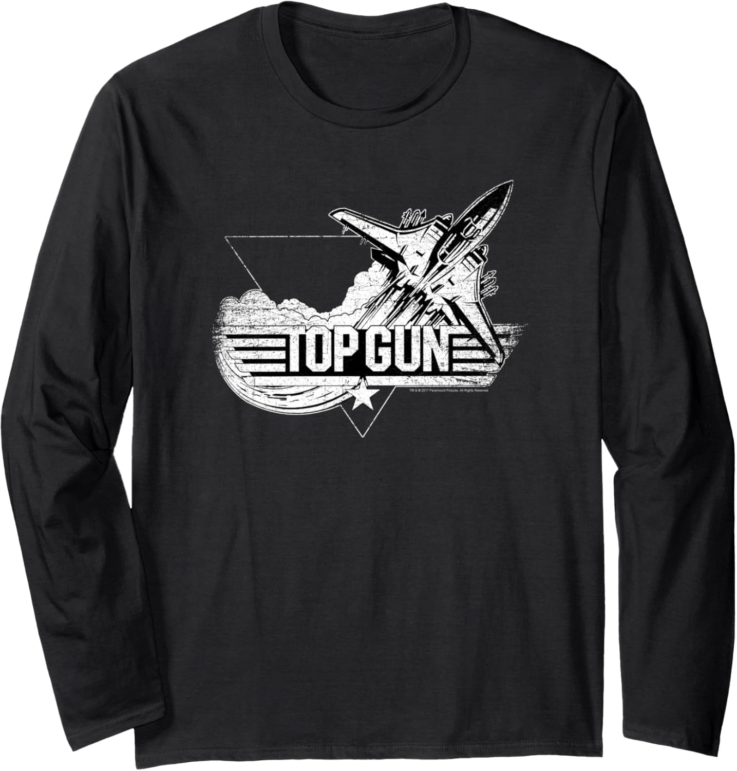 Top Gun Distressed Illustration With Logo Action Movie Long Sleeve
