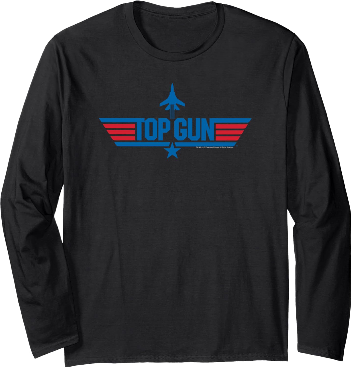 Top Gun Long Logo With Jet Red Blue Action Movie Long Sleeve