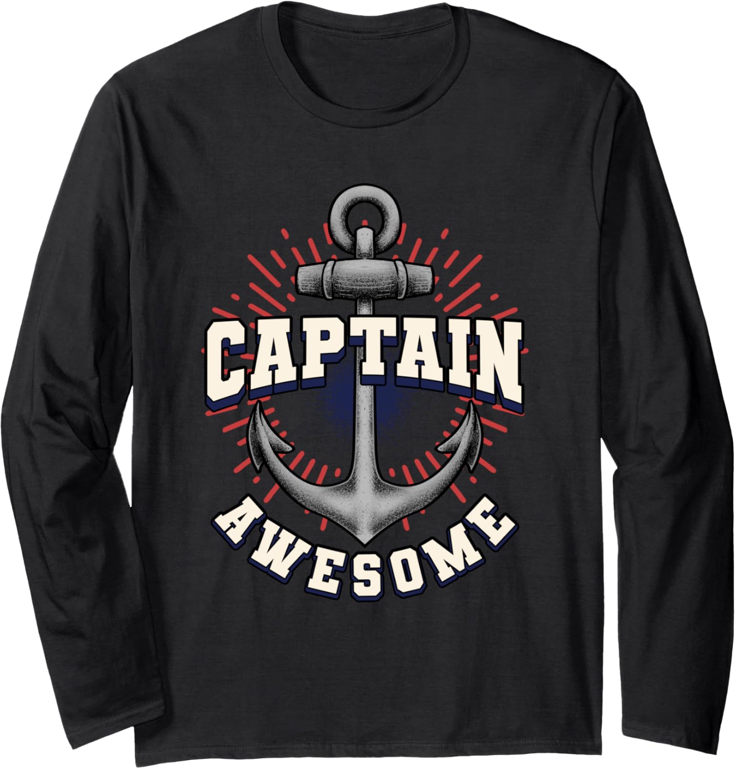 Retro Anchor Sailboat Sailing Boating Captain Long Sleeve