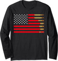 Gun Enthusiast July 4Th Ammo Usa Flag Gun Owner Ammunition Long Sleeve