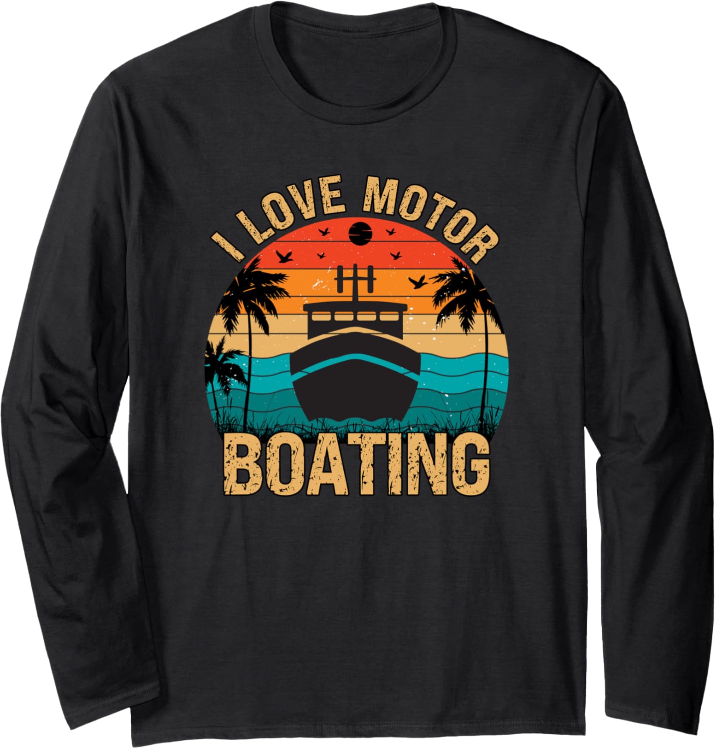 Vintage Retro I Love Motor Boating Funny Boat