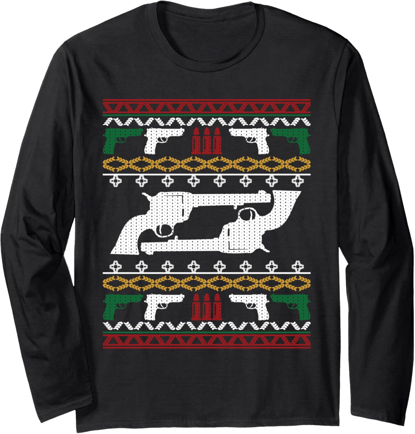 Gun Rights 2Nd Amendment Pistol Guns Ugly Christmas Sweater Long Sleeve