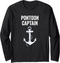 Pontoon Captain Lake Sailor Fishing Boating Long Sleeve