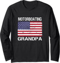 Motorboating Grandpa American Flag Patriotic Boating Lovers Long