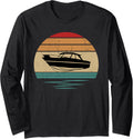 Retro Sunset Motor Boat Motor Boating Enthusiasts Long