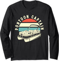 Retro Pontoon Captain Funny Vintage Boat Owner Long