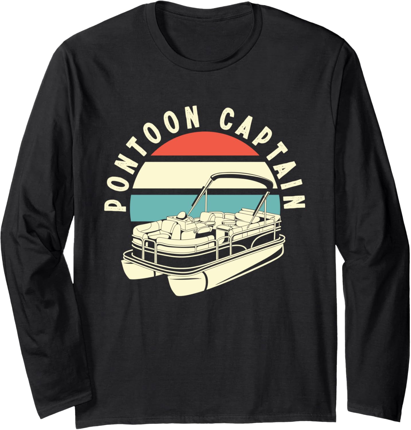 Retro Pontoon Captain Funny Vintage Boat Owner Long