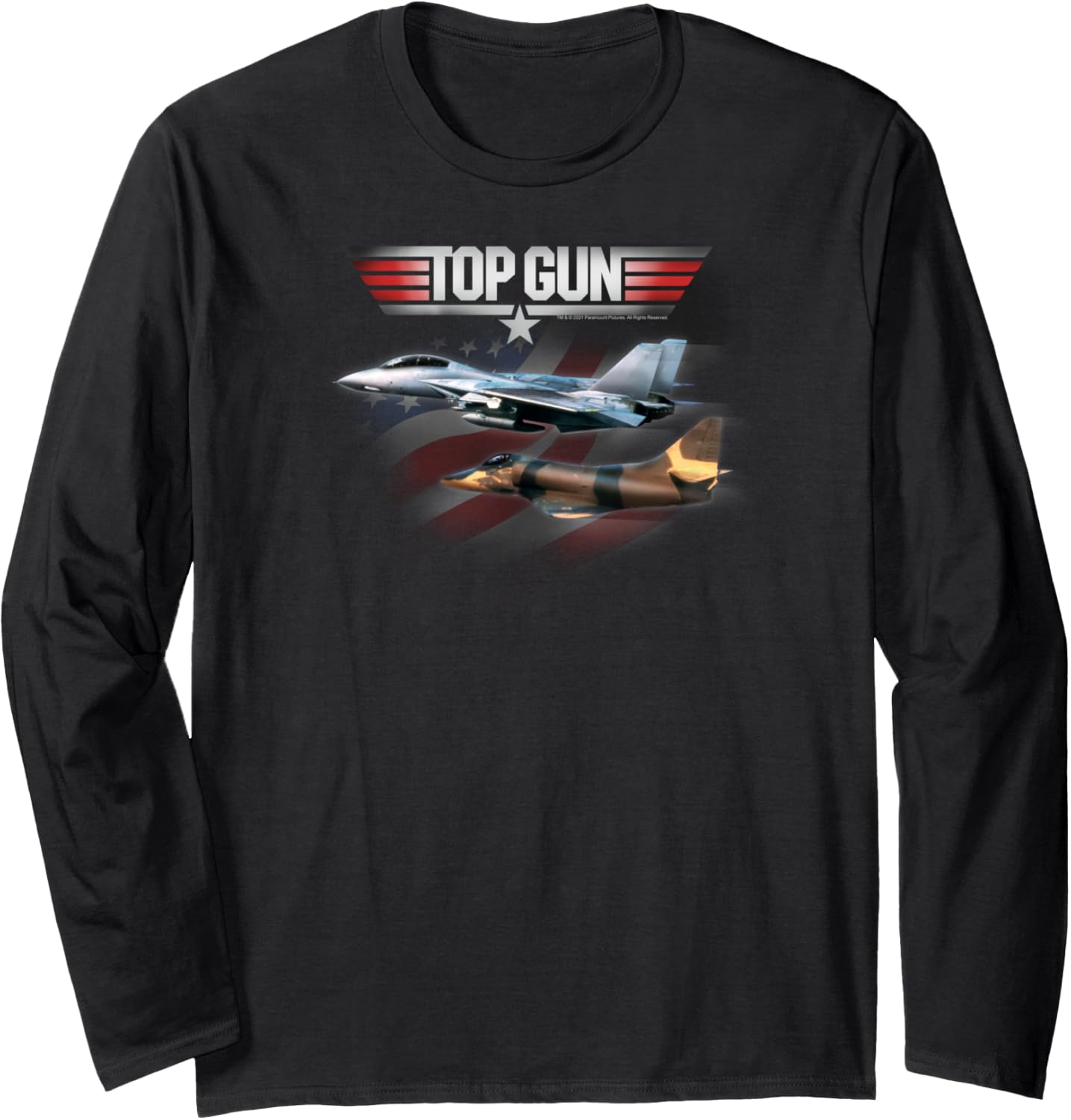 Top Gun American Flag Fighter Jet Classic Action Movie Long Sleeve