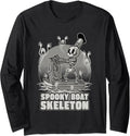 Spooky Boat Skeleton Funny Men Women Long Sleeve