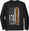Captain Son Fishing Boating Motor Boat Long Sleeve