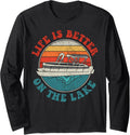On Lake Funny Pontoon Boat Retro Vintage Novelty