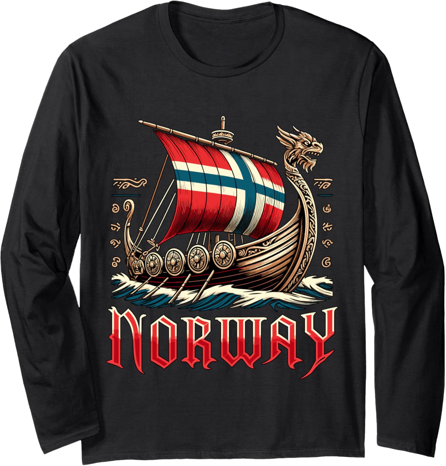 Norwey Boat Flag Norwegian Viking Ship Long Sleeve