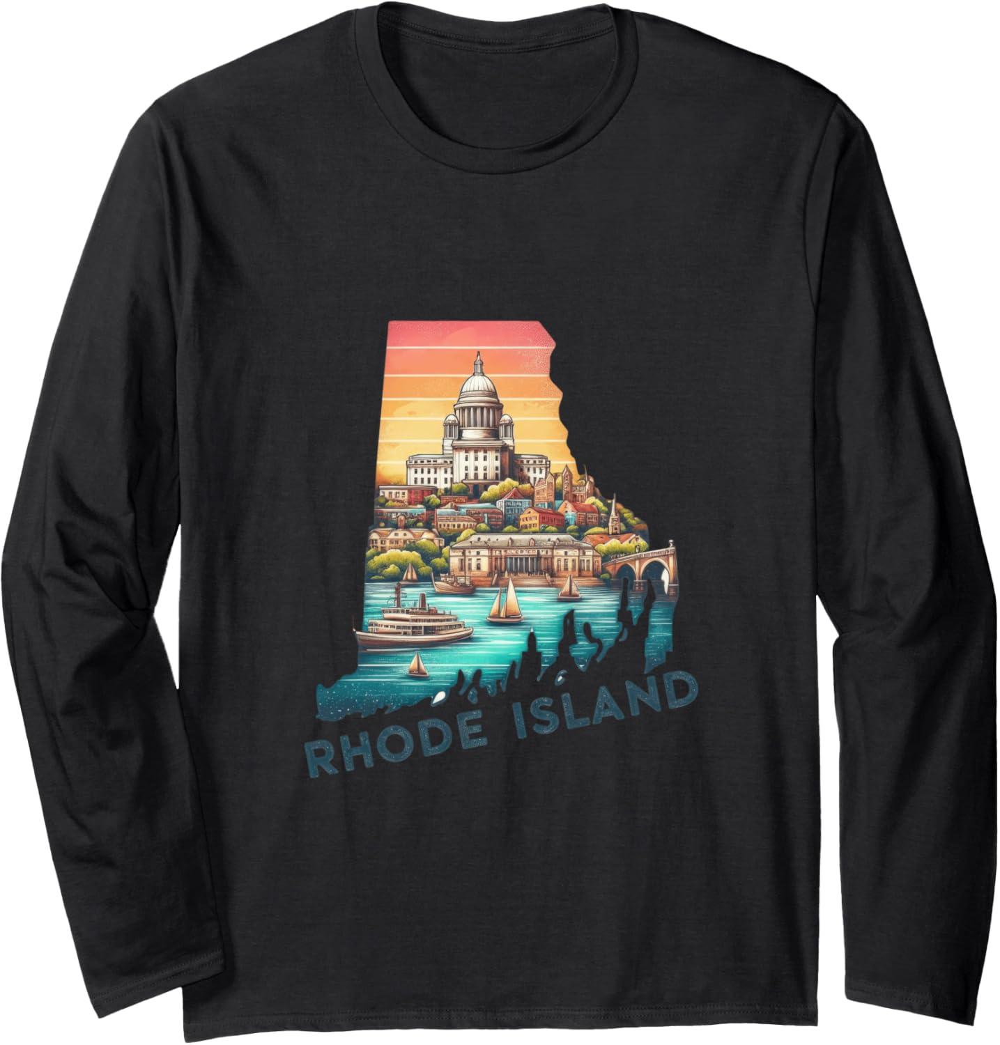 Rhode Island State Capitol Boats Sunset Long Sleeve