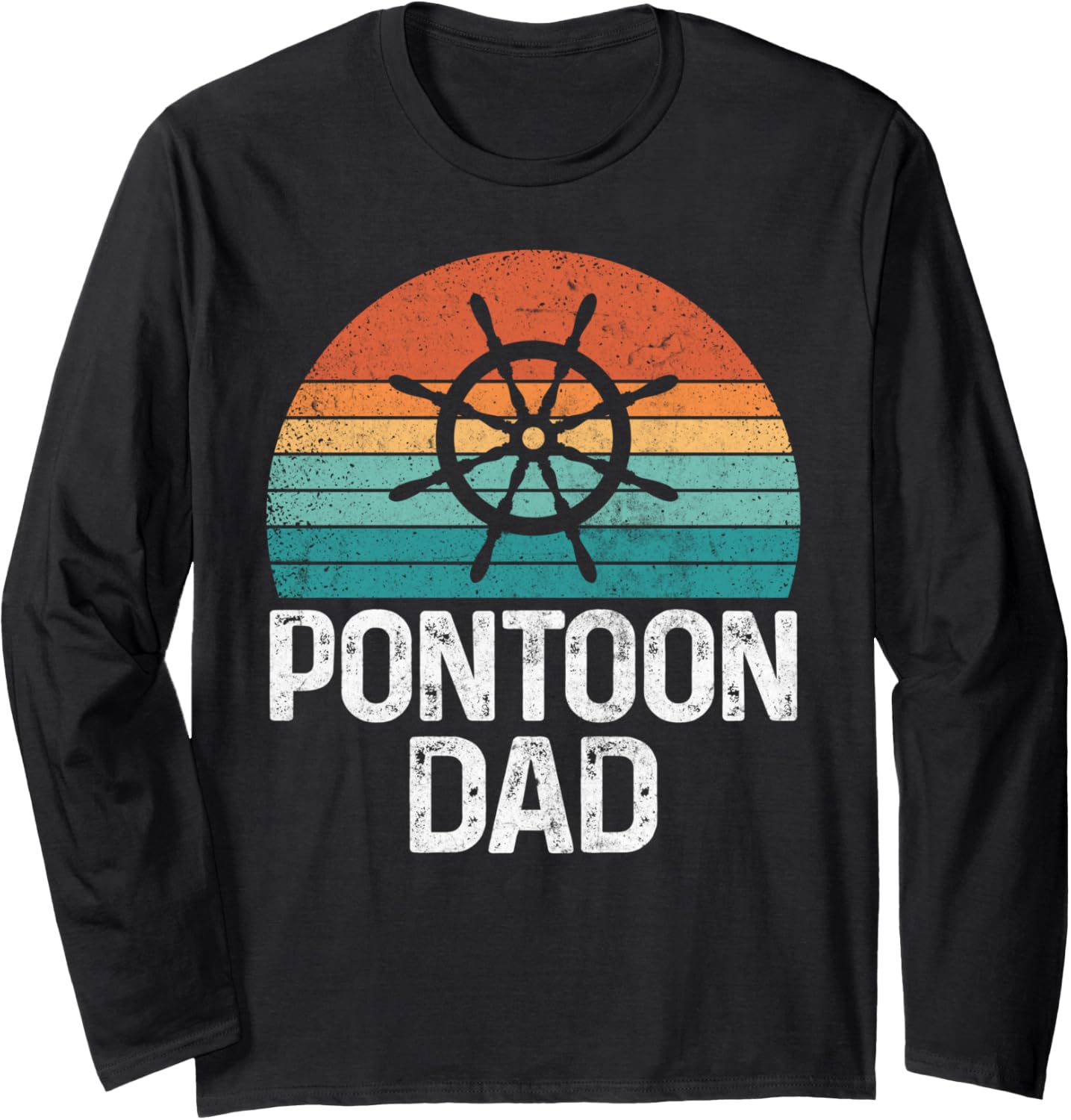 Pontoon Dad Boat Wheel Retro Boating Captain Men