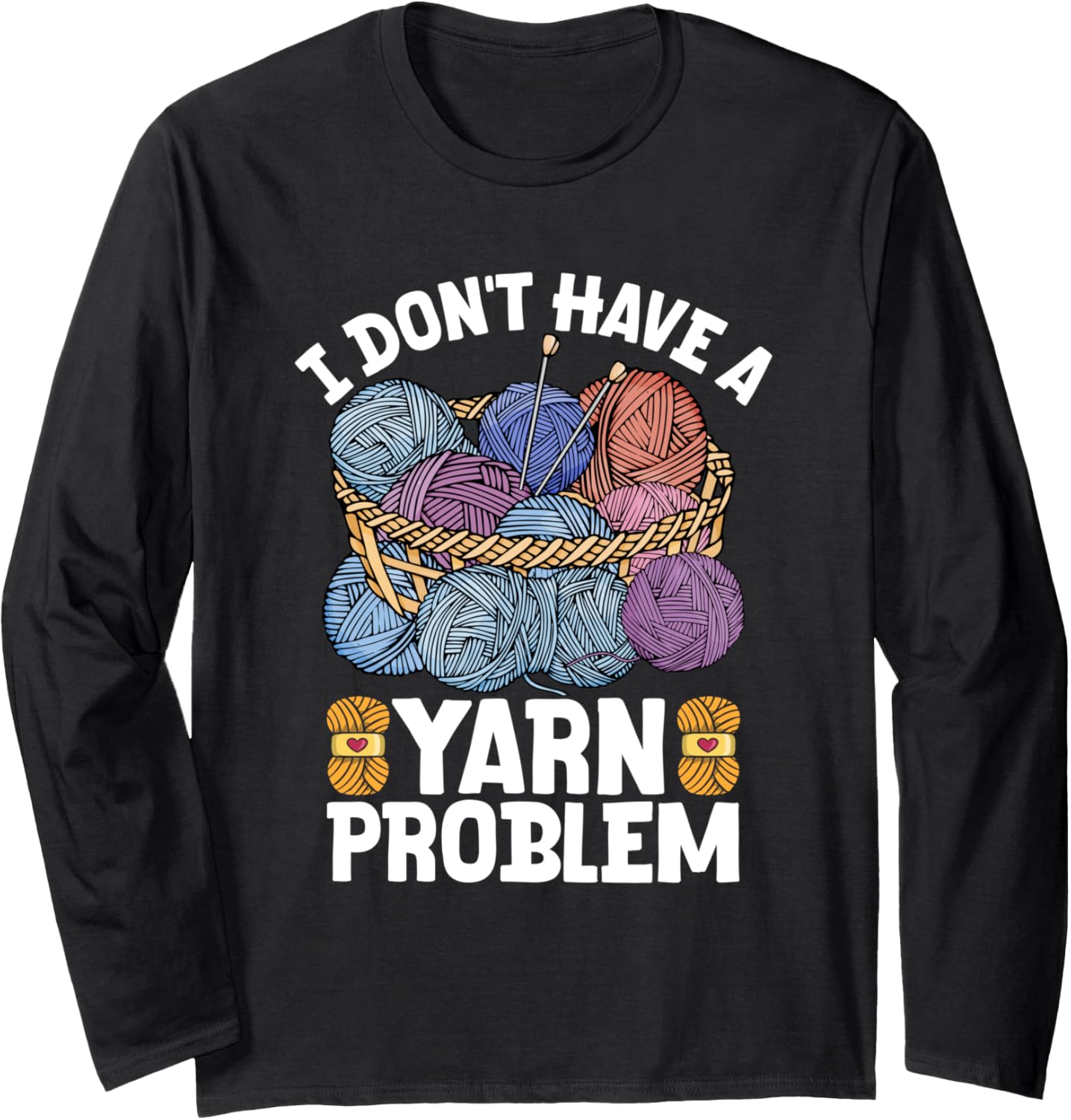 Colorful Yarn Basket with Knitting Needles Long Sleeve