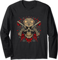 Rebel Skull Graphic T Shirt Skull Roses Guns Design Long Sleeve