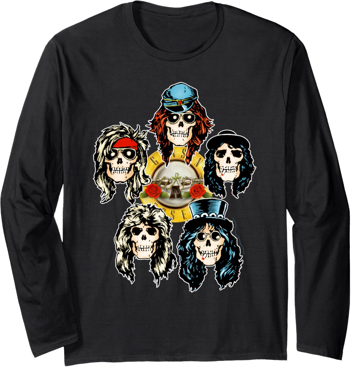 Guns N Roses Official Skull Heads Long Sleeve