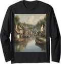 Fishing Village Cottages Boats Long Sleeve