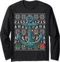 Xmas Sweater Style Ugly Santa Boat Anchor Christmas