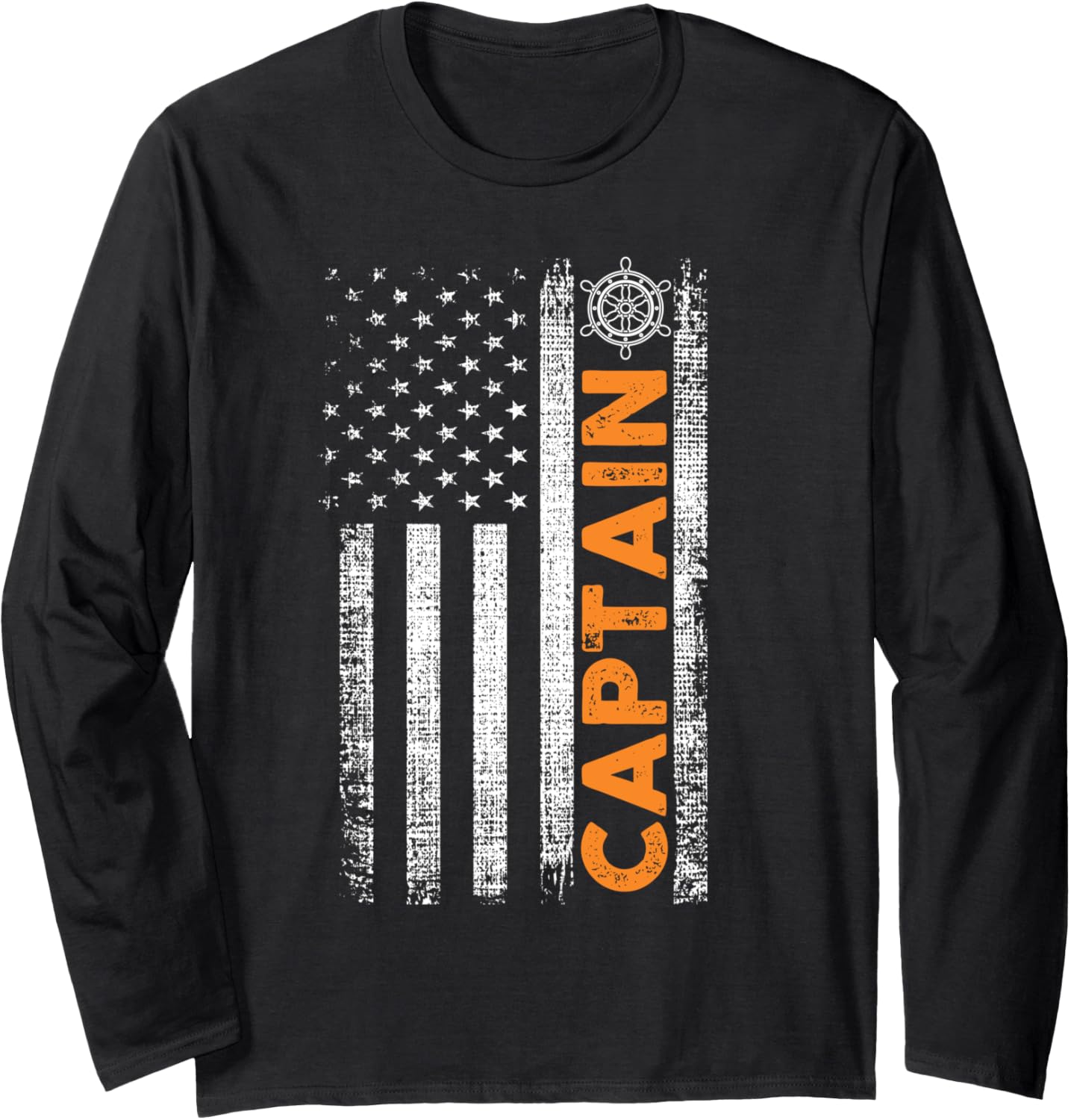 Boat Captain American Flag Fishing Boating Long Sleeve