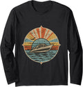 Vintage Distressed Motorboat Speedboat Funny Boater Long Sleeve