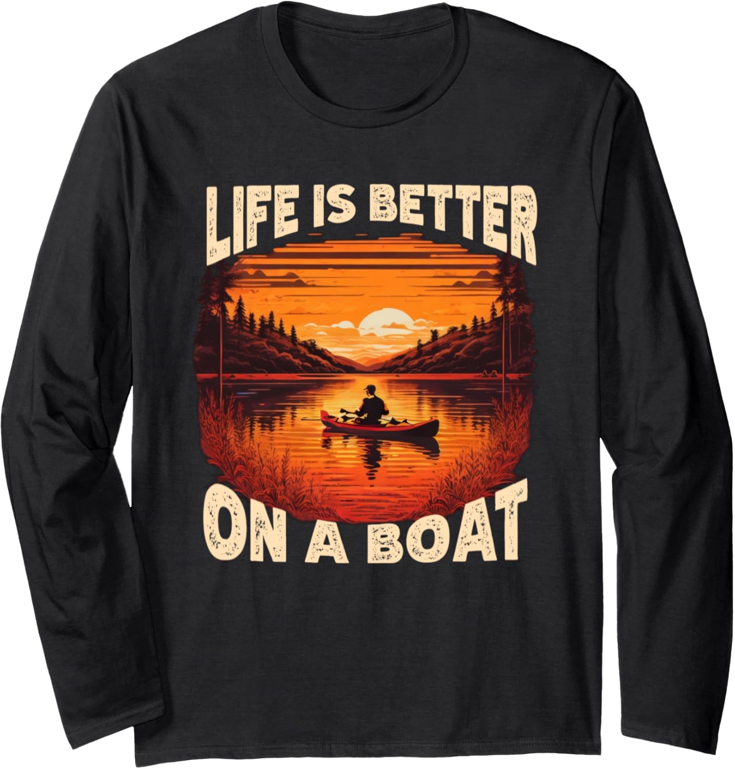 Life Is Better On A Boat Retro Canoe
