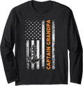 Captain Grandpa Fishing Boating Motor Boat Long Sleeve