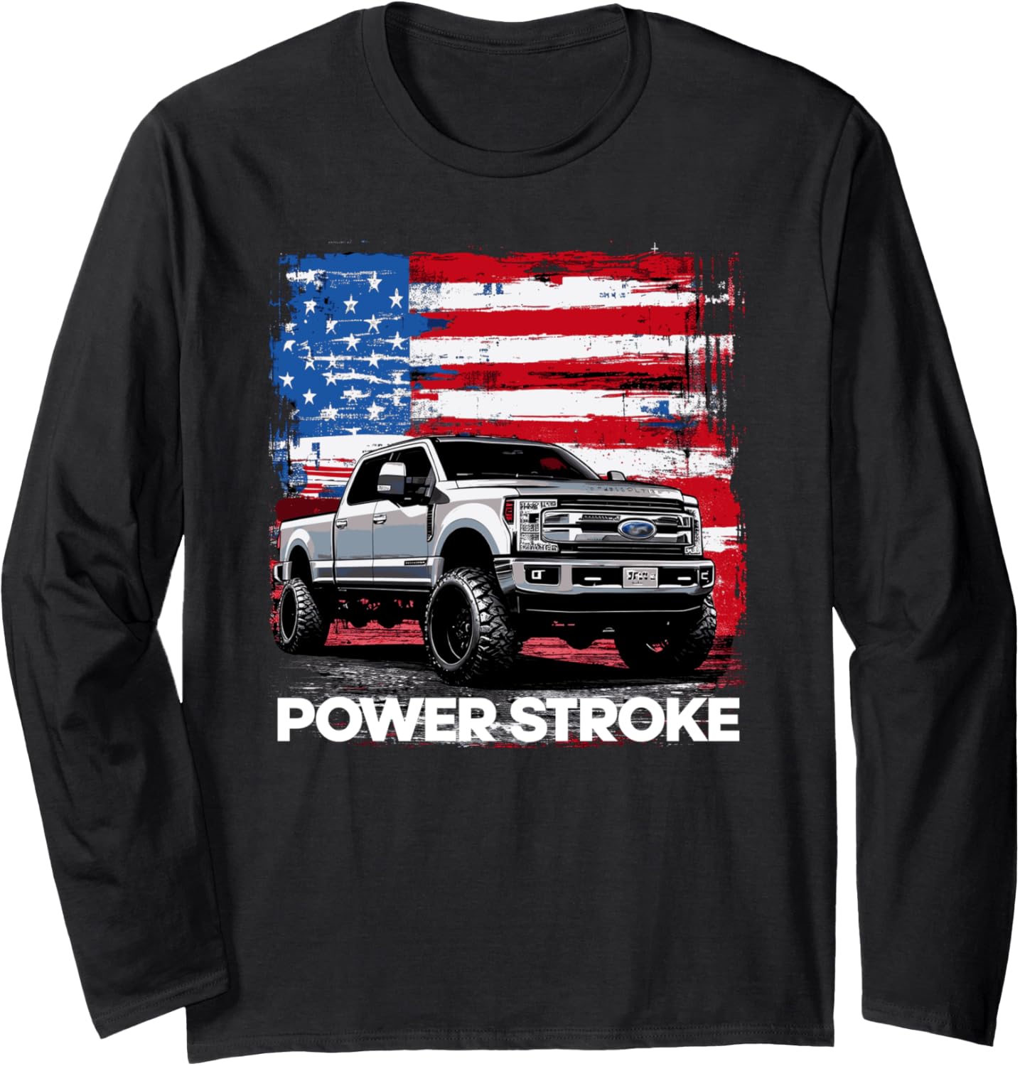 Power Stroke Diesel Truck Roll Coal Usa Flag