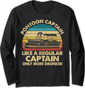 Funny Pontoon Capitan Boat Boating Retro Vintage Novelty