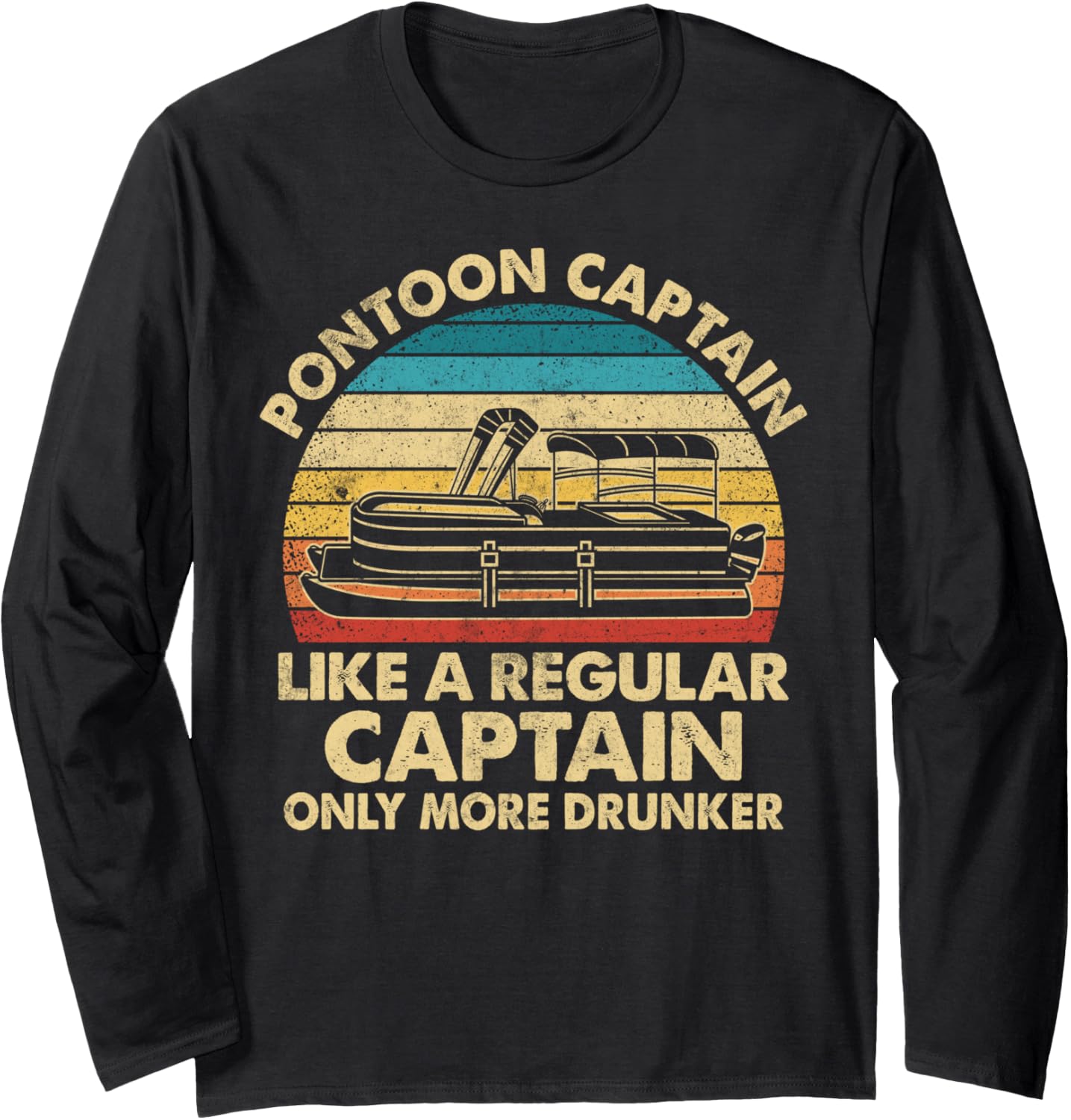 Funny Pontoon Capitan Boat Boating Retro Vintage Novelty