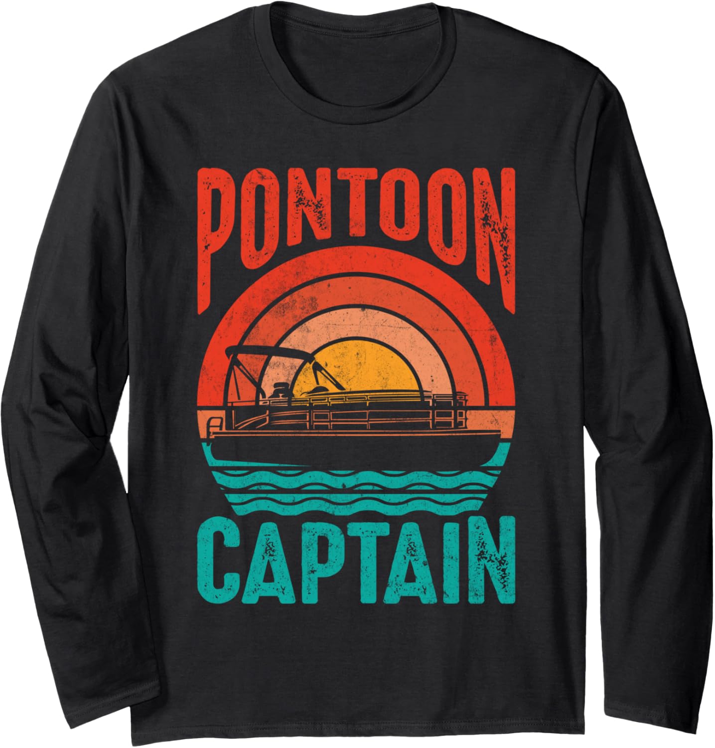 Retro Pontoon Boat Captain Owner Novelty Boating Summer