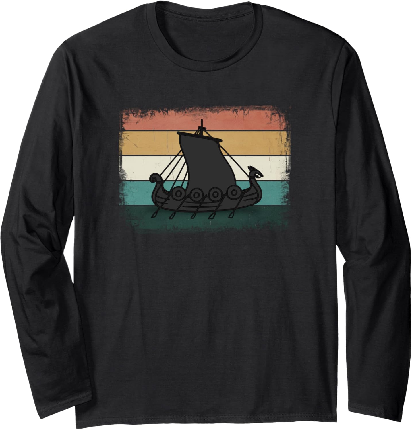 Retro Viking Ship Cool Sunset Ancient Norse Nordic