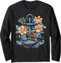 Floral Boat Anchor Nautical Marine Life Seaman Boating