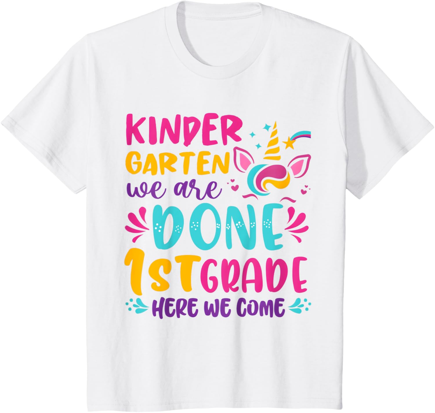 Kids Kindergarten Graduation Cute Unicorn Class Of 2025 Girls