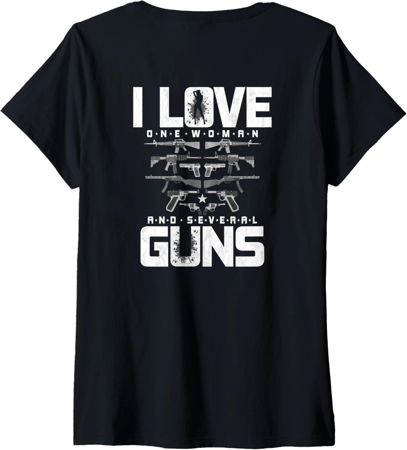 Womens I Love One Woman Several Guns Funny Gun On Back V
