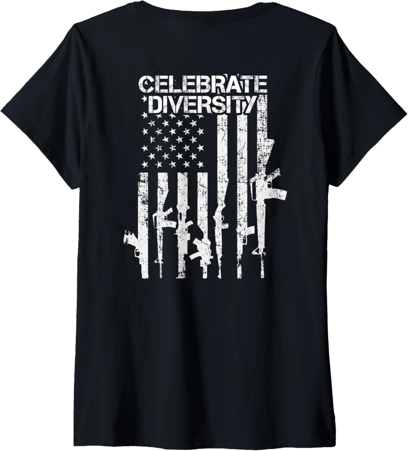 Womens Celebrate Diversity Funny Guns Usa Flag Pro Gun On Back V