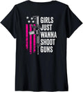 Womens Girls Just Wanna Shoot Guns Funny Womens Gun On Back V