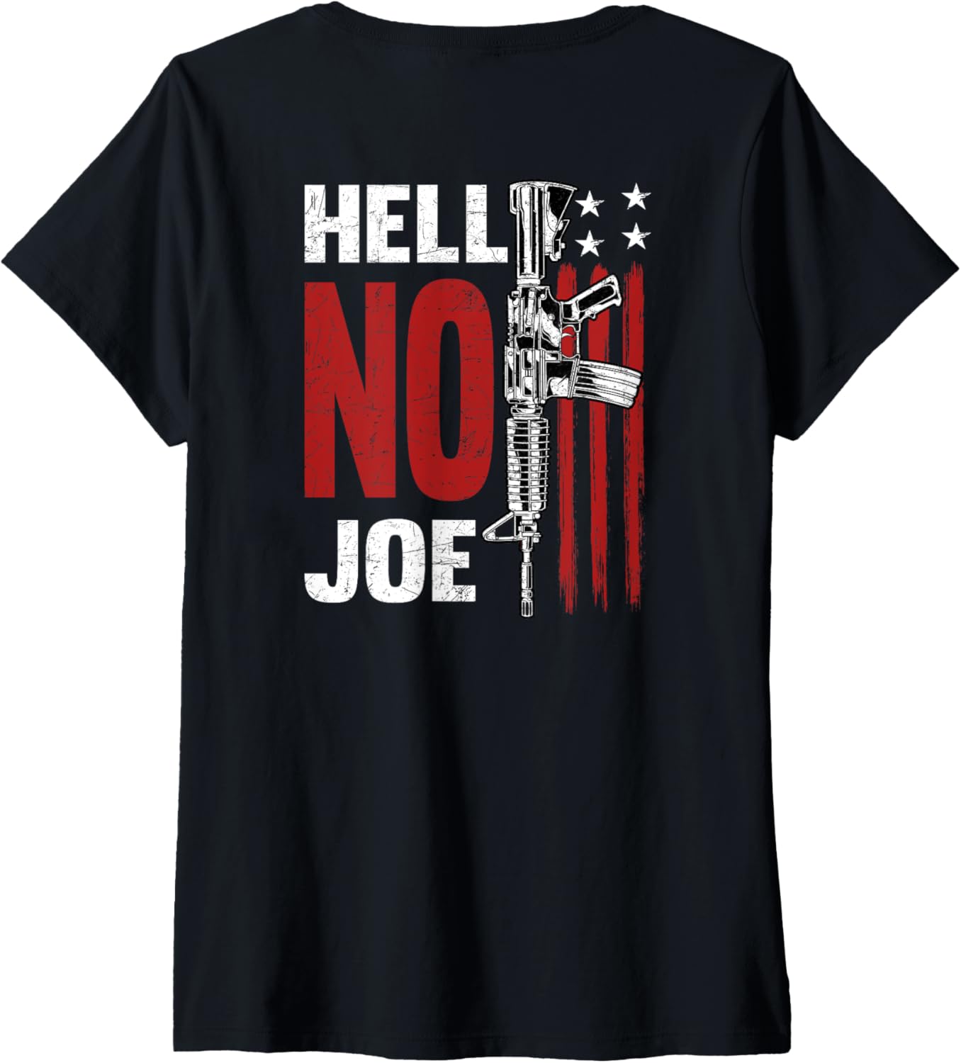 Womens Hell No Joe Tee Gun On Back V Neck