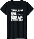 Womens Coffee Guns Messy Buns Pro Gun American Flag