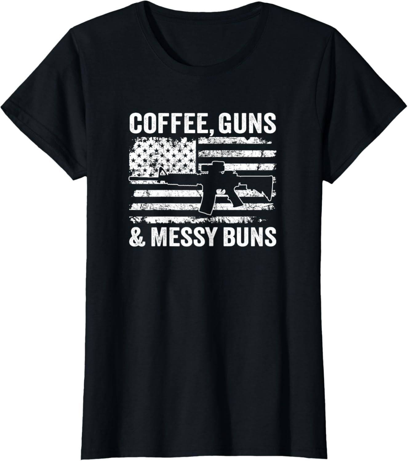 Womens Coffee Guns Messy Buns Pro Gun American Flag
