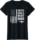 Womens Coffee Guns Messy Buns Funny Womens Pro Gun Usa Flag