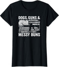 Womens Dogs Guns Messy Buns Funny Pro Gun Dog Lover Flag