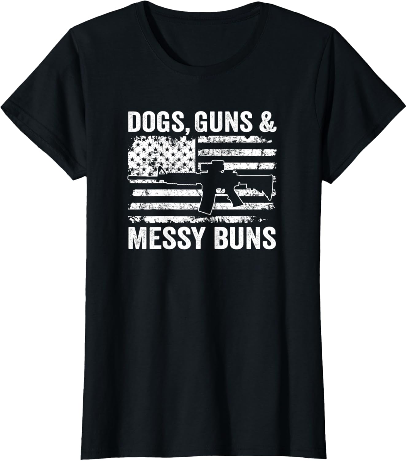 Womens Dogs Guns Messy Buns Funny Pro Gun Dog Lover Flag