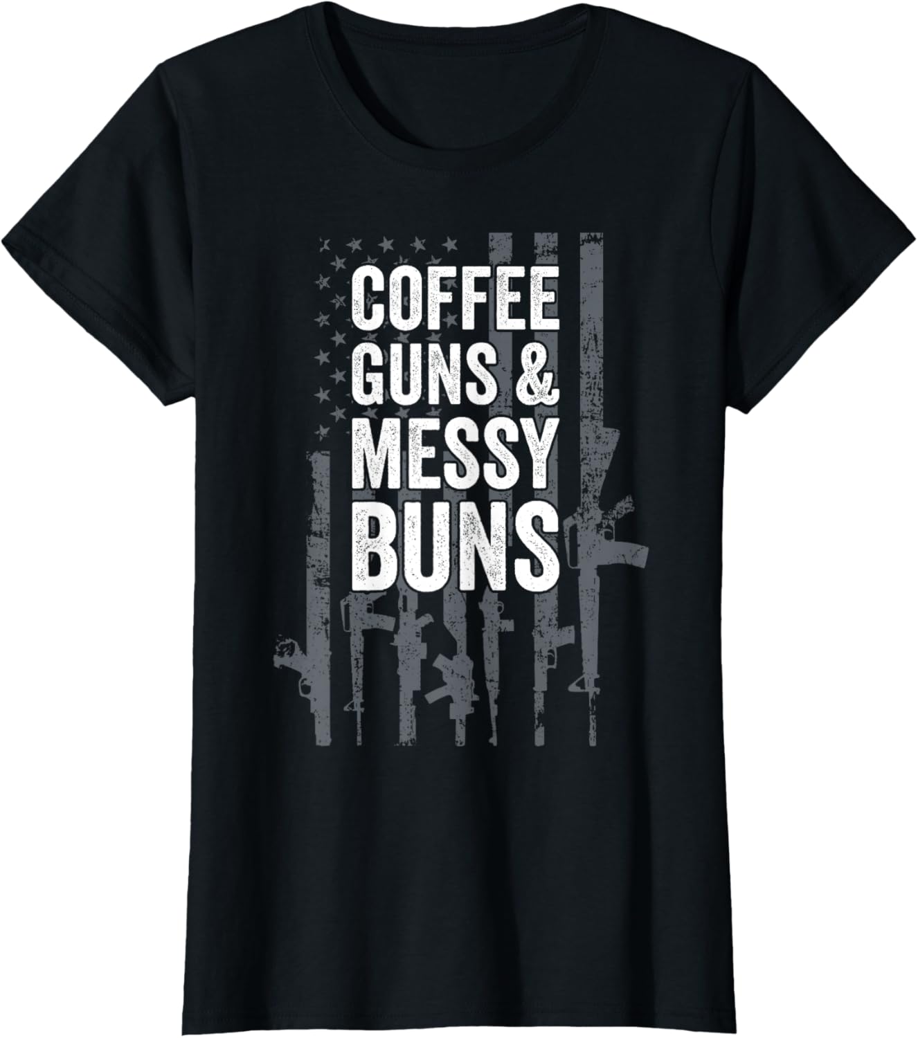 Coffee Guns Messy Buns Womens Pro Gun American Flag