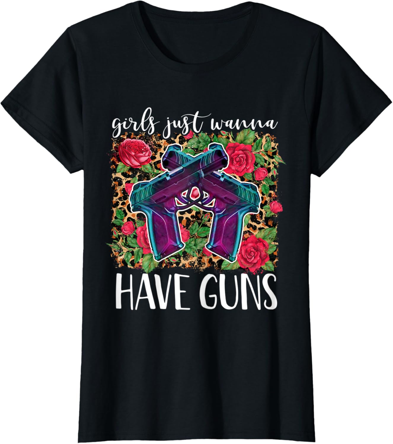 Womens Girls Just Wanna Have Guns Shirt 2Nd Amendment Pro Gun