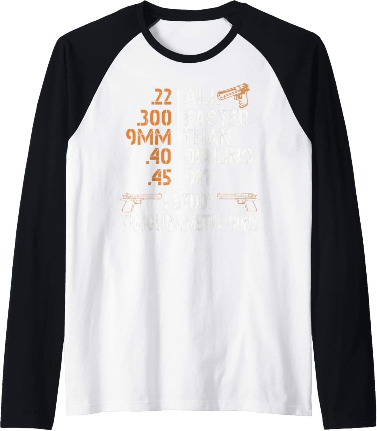 I Study Triggernometry Guns T Shirt Gun Lovers Funny Raglan Baseball Tee